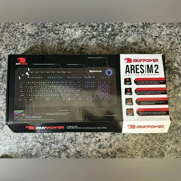Brand New iBuyPower Ares M2 Wired Gaming Keyboard RGB Lighting Spill Resistant - Picture 1 of 3